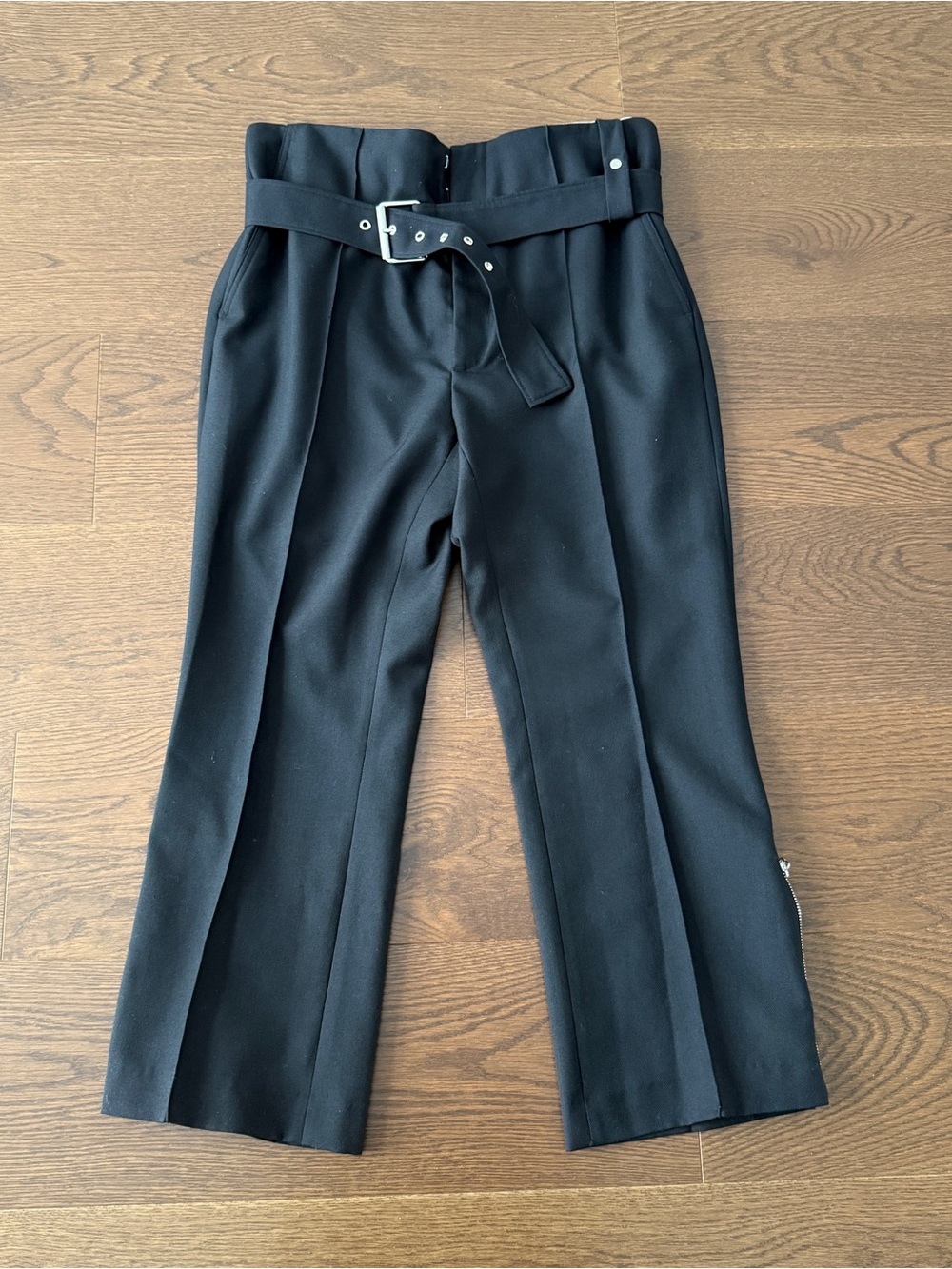Namacheko Men's Black Pleated Dress Pants with Belt